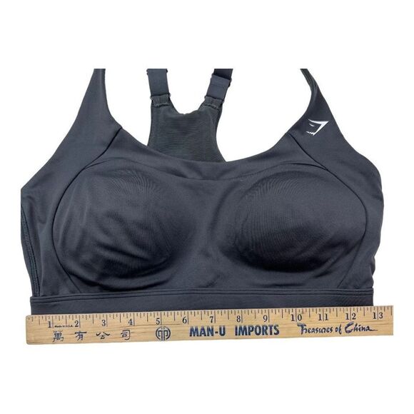 Gymshark Women's Cut Out Back Mesh Racerback Active Sports Bra Grey Size Medium - Picture 2 of 6